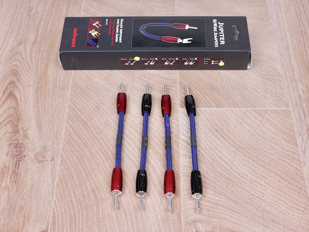 AudioQuest Jupiter silver BiWire audio speaker cable jumpers